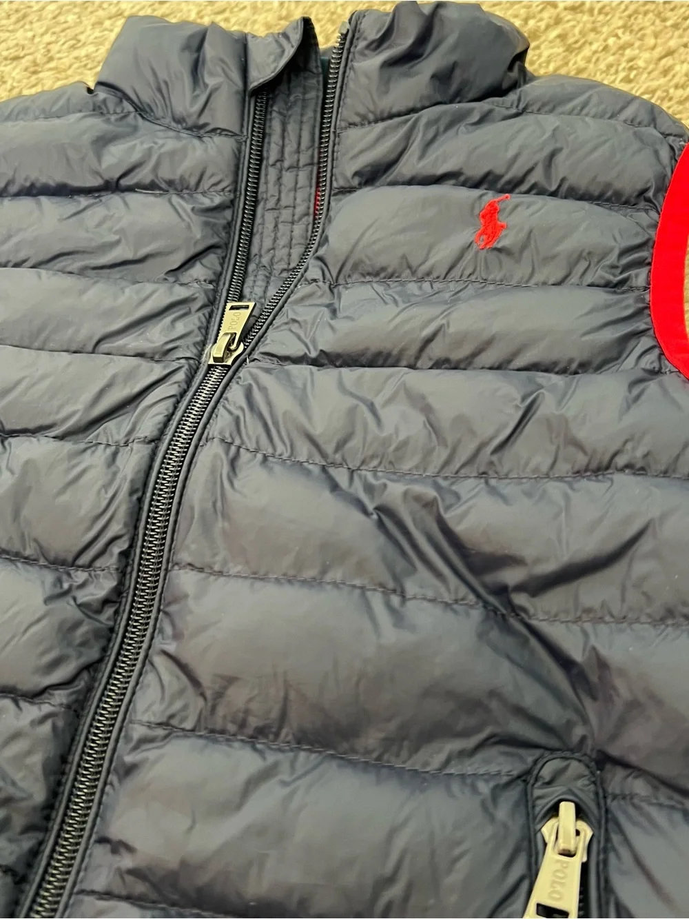 Ralph Lauren Polo Blue Red Quilted Nylon Down Vest Size 6
